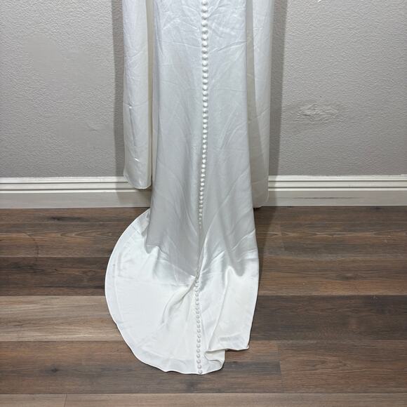 Jenny by Jenny Yoo Size 8 Harlyn Wedding Dress Gown White Lace Maxi Halter Train - Picture 7 of 16